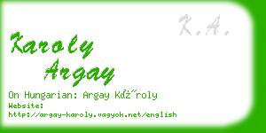 karoly argay business card